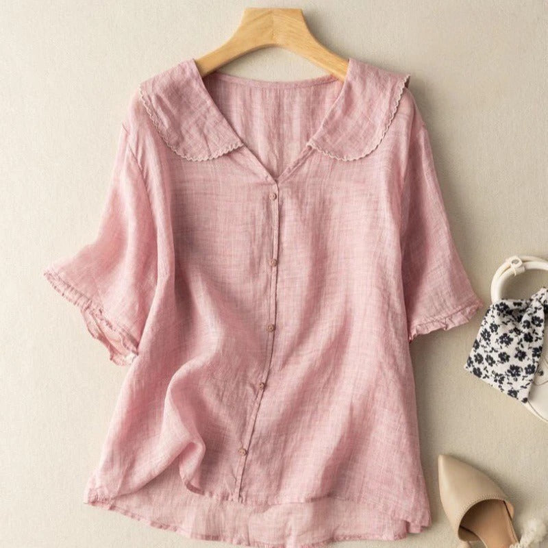 Vintage-Inspireret Bluse med Knap Detalje til Kvinder - Elegant og Alsidig til Ethvert Look 3
