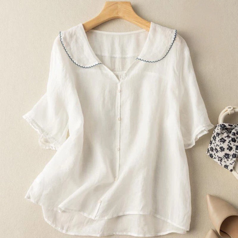 Vintage-Inspireret Bluse med Knap Detalje til Kvinder - Elegant og Alsidig til Ethvert Look 4