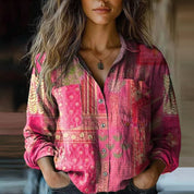 Vintage Boho Bluse til Kvinder - Let, Luftig og Unik Sommerstil med Intrikate Mønstre og Flare Ærmer 3