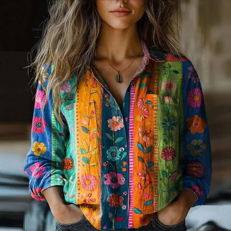 Vintage Boho Bluse til Kvinder - Let, Luftig og Unik Sommerstil med Intrikate Mønstre og Flare Ærmer 4