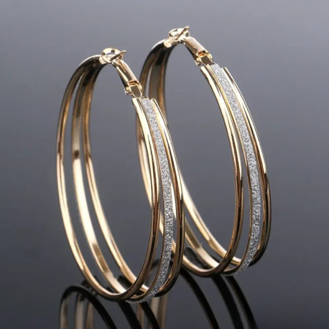 Vintage Guld Hoop Øreringe med Funklende Sten – Elegant Smykker 0