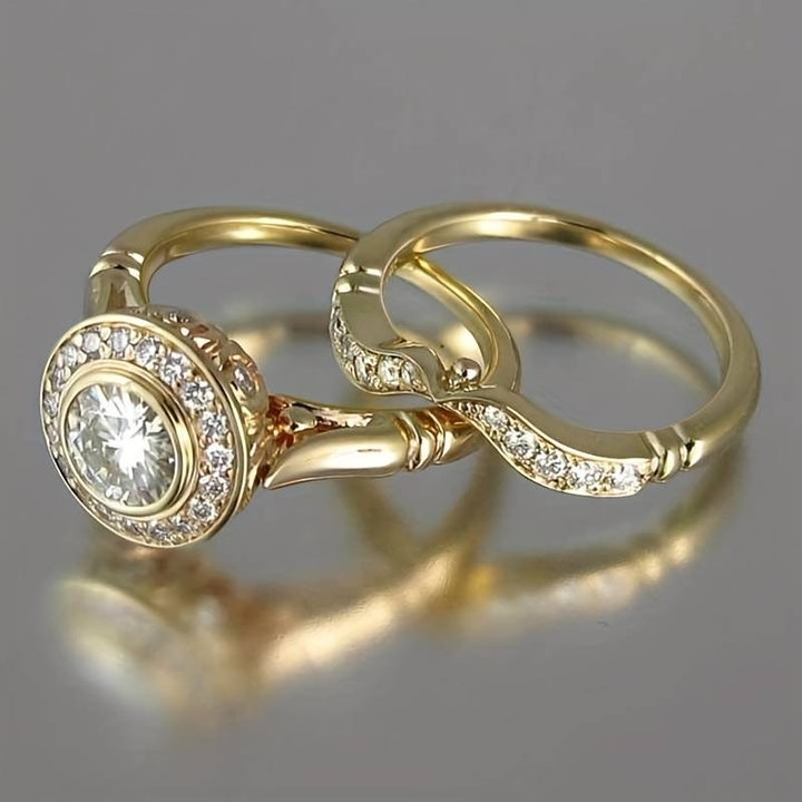 Vintage Style Cubic Zirconia Ring Sæt – Elegant Smykker 0