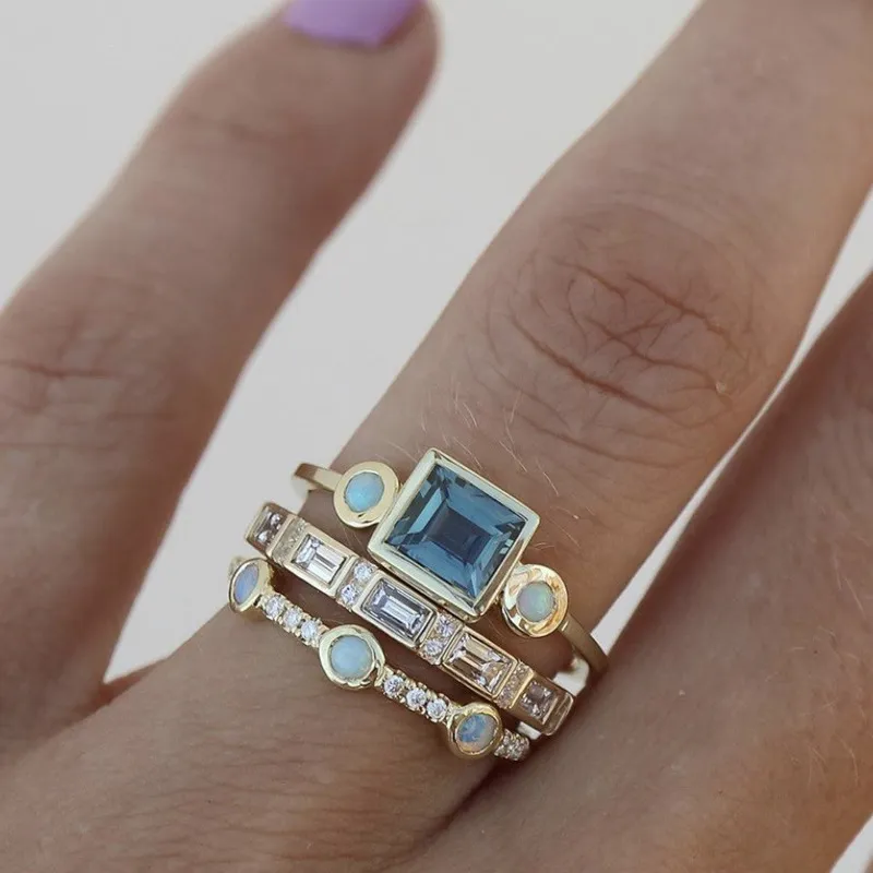 Vintage blå krystalringsæt – elegante smykker til enhver stil 1
