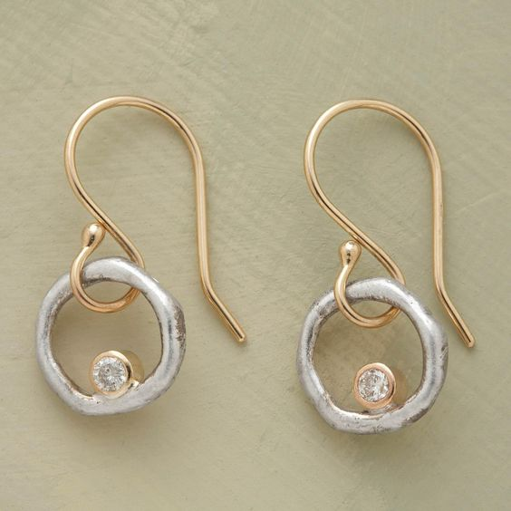 Vintage øreringe med cubic zircons i guld og sølv – Elegant Jewelry 0