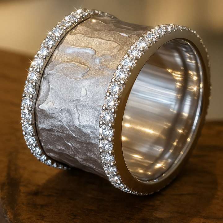 Vintage sølvring med kubisk zirkonia til kvinder - Håndlavet, elegant stil 2