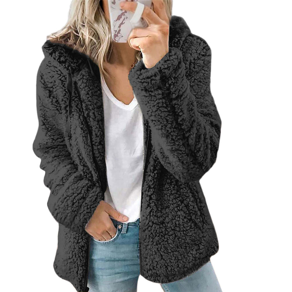 Vinter teddy fleecejakke dame | Lang 3