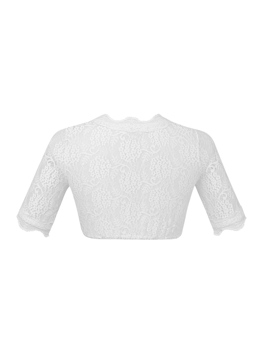Weiß Damen Dirndlbluse Kurzarm V-Ausschnitt Elegante Trachtenbluse Sommer 1