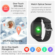 Ældre GPS Smartwatch – 4G SOS Tracker, sundhedsovervågning og nødalarmer