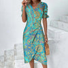Turkis tropisk blomsterprint / S