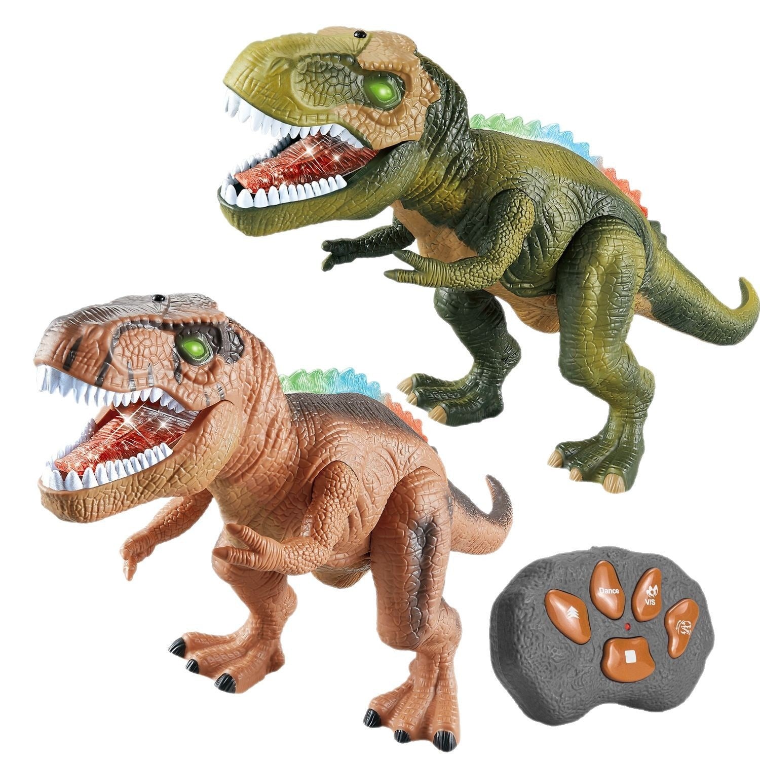 Elektrisk fjernbetjent dinosaur – realistisk gående, brølende dinosaurlegetøj med LED-lys