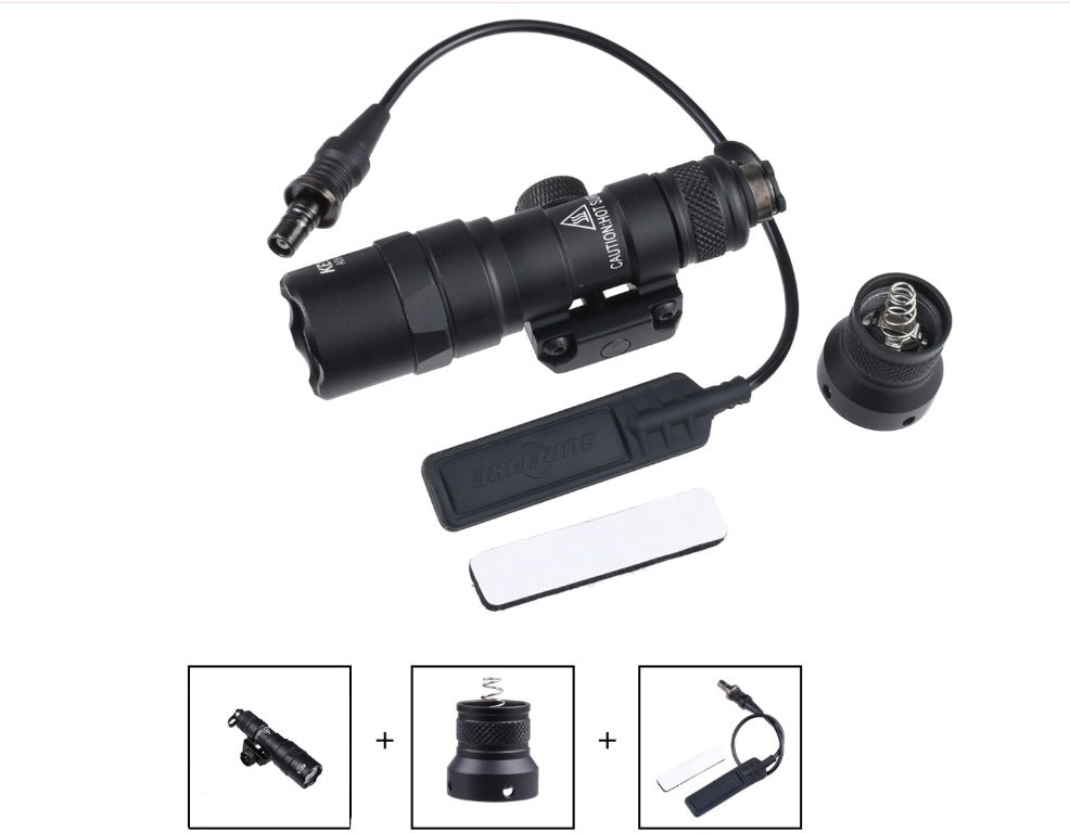 Taktisk lommelygte med dobbeltfunktionsfjernbetjeningsafbryder - Jagtlygte med AXON dobbeltfjernbetjeningsafbryder, M300 M600 passer til 20 mm skinner til airsoft-professionelle