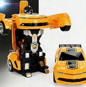 2-i-1 RC Transformerende Robotbil – Fjernstyret Køretøj med LED-lys, Musik og Transformation med Én Knap