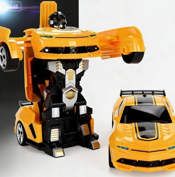 2-i-1 RC Transformerende Robotbil – Fjernstyret Køretøj med LED-lys, Musik og Transformation med Én Knap