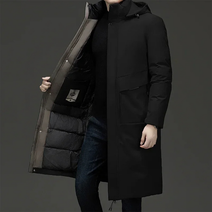 Wintermantel Herren Langer Steppmantel mit Kapuze für Kalte Tage – Modern, Warm und Funktional 1
