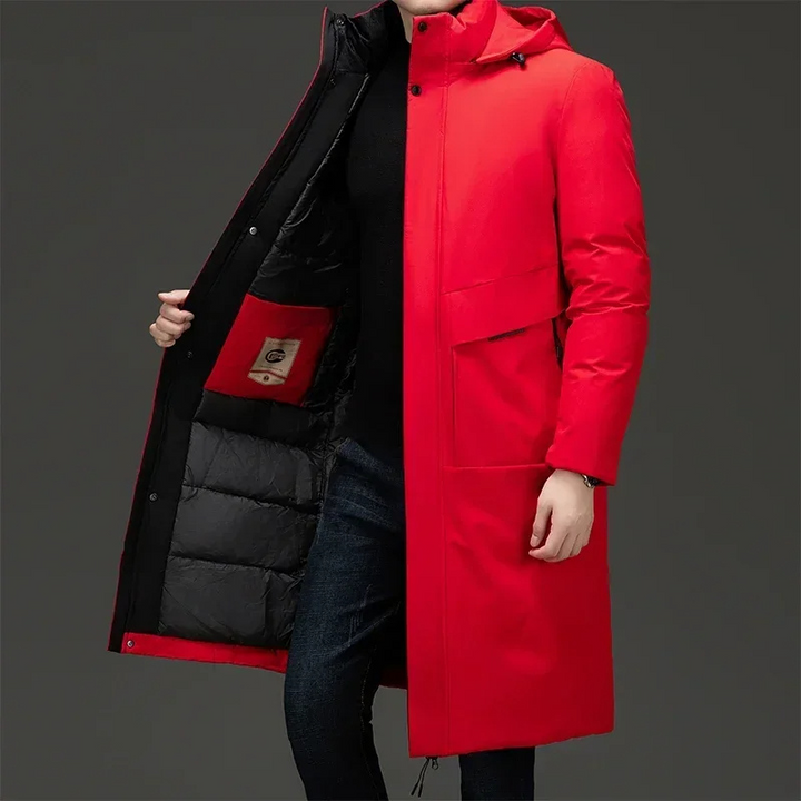 Wintermantel Herren Langer Steppmantel mit Kapuze für Kalte Tage – Modern, Warm und Funktional 2