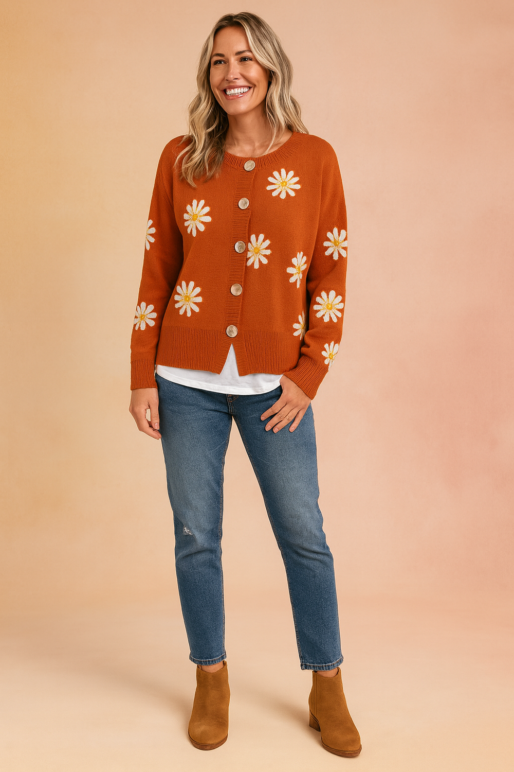 Zofia | Blomstermønstret cardigan med knapper 1