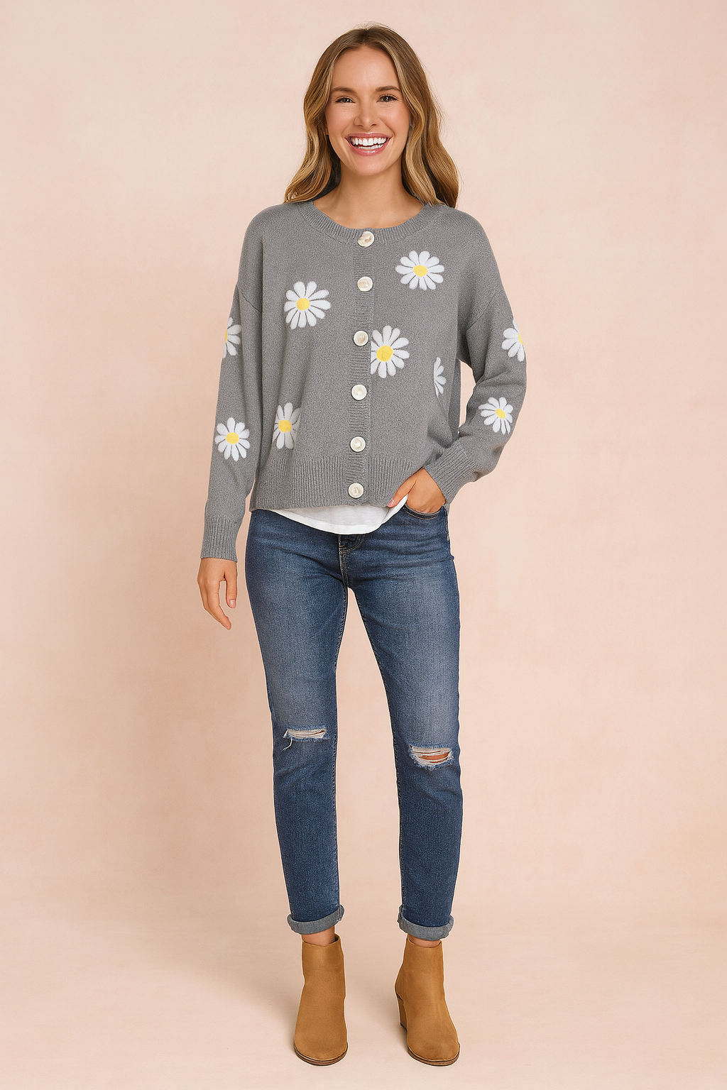 Zofia | Blomstermønstret cardigan med knapper 4