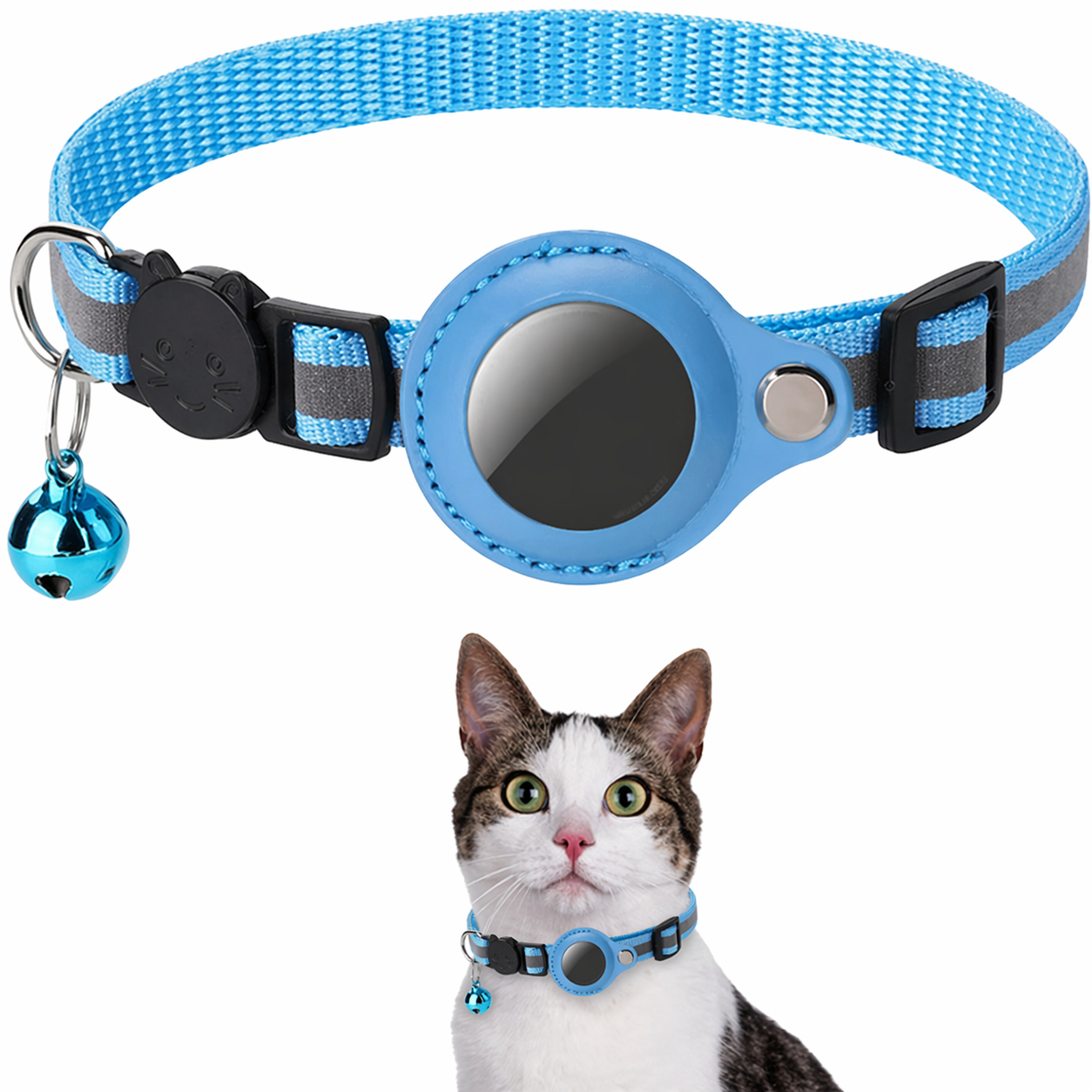 CAT GPS-trackerhalsbånd med hurtigudløser og reflekterende design for forbedret synlighed om natten
