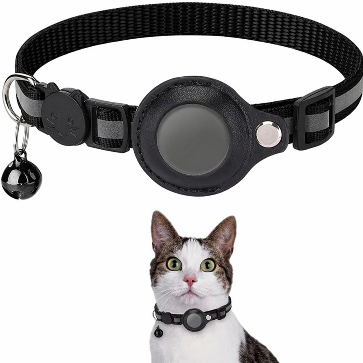 CAT GPS-trackerhalsbånd med hurtigudløser og reflekterende design for forbedret synlighed om natten