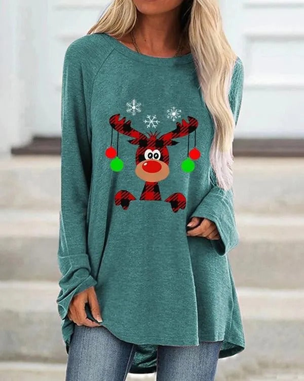 Festief lang warm gebreid sweatshirt voor dames