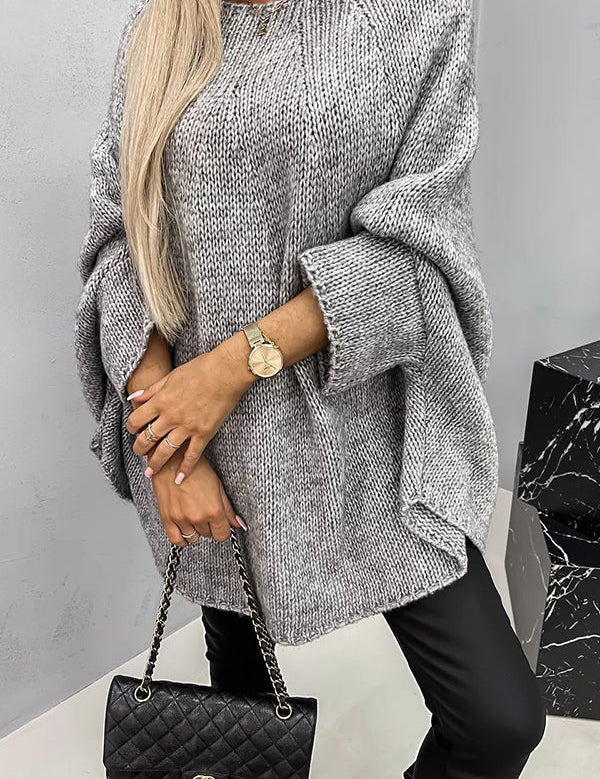 Behagelig strikket sweater med rund hals - Vida
