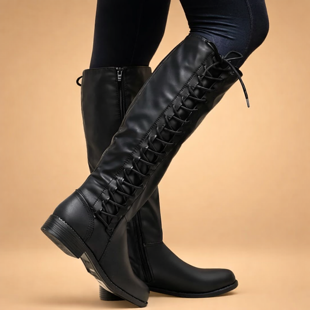 female-model-walking-pose-black-knee-high-lace-up-boots-side-view.png