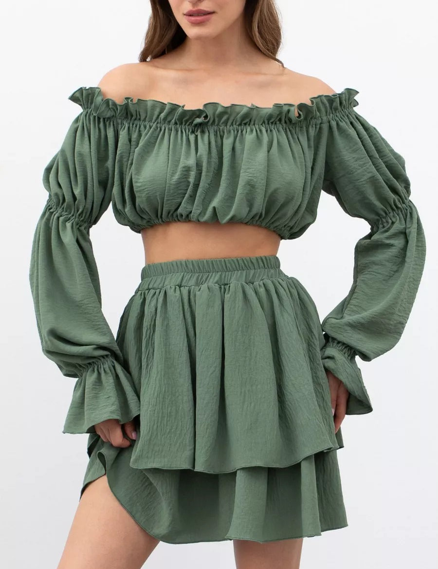Irena | Elegant todelt off-shoulder sæt