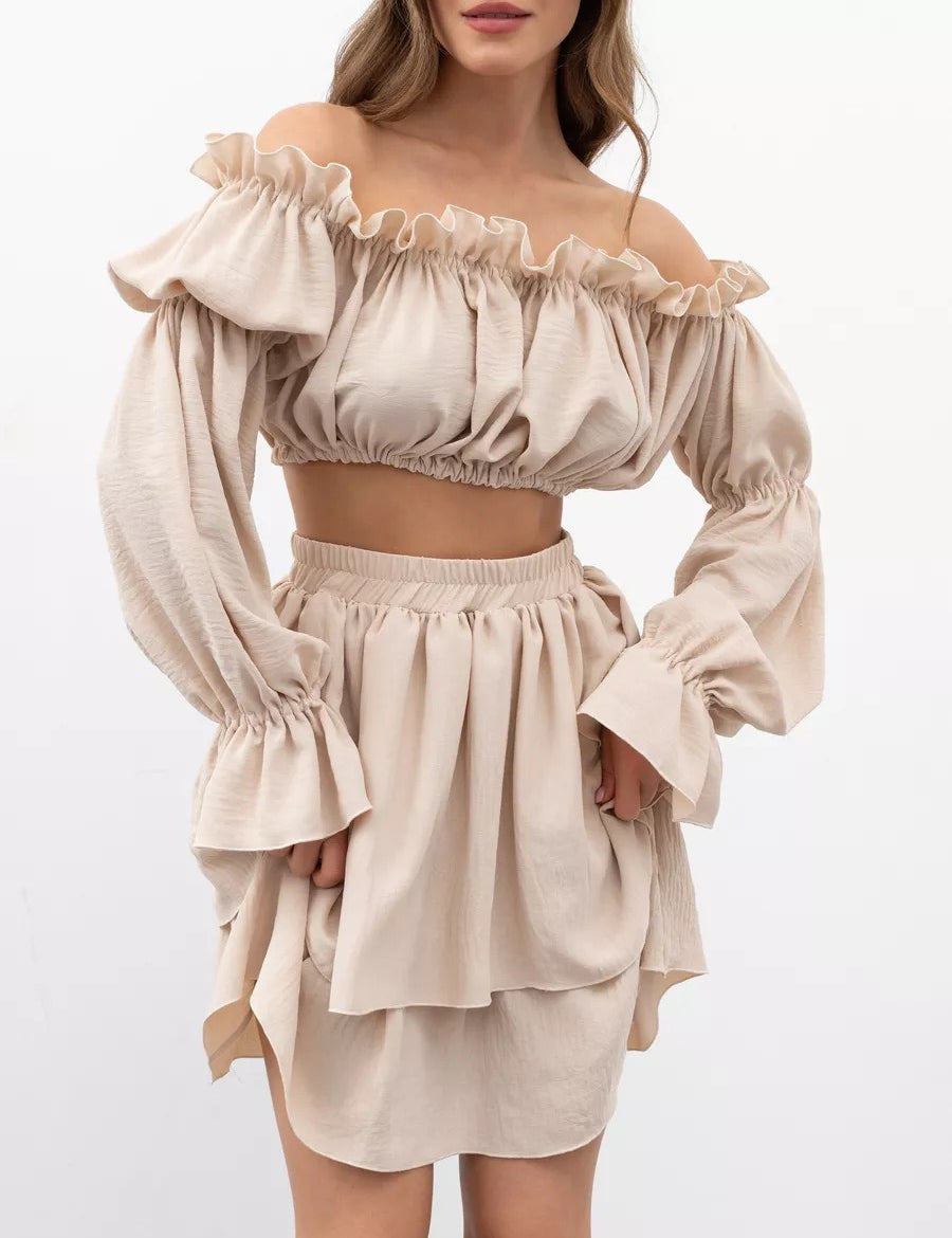 Irena | Elegant todelt off-shoulder sæt