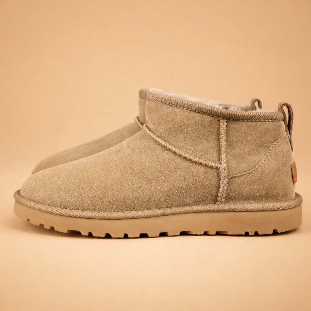model-taupe-suede-ankle-boots-warm-sand-studio-step-forward-pose.png