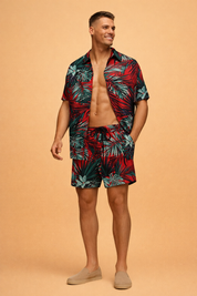 David | To-delt sæt til mænd - t-shirt med korte ærmer og matchende shorts - afslappet pasform