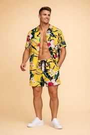 David | To-delt sæt til mænd - t-shirt med korte ærmer og matchende shorts - afslappet pasform