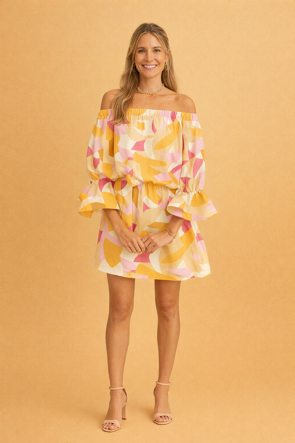 ELSIE | Sexet kjole med off-shoulder print