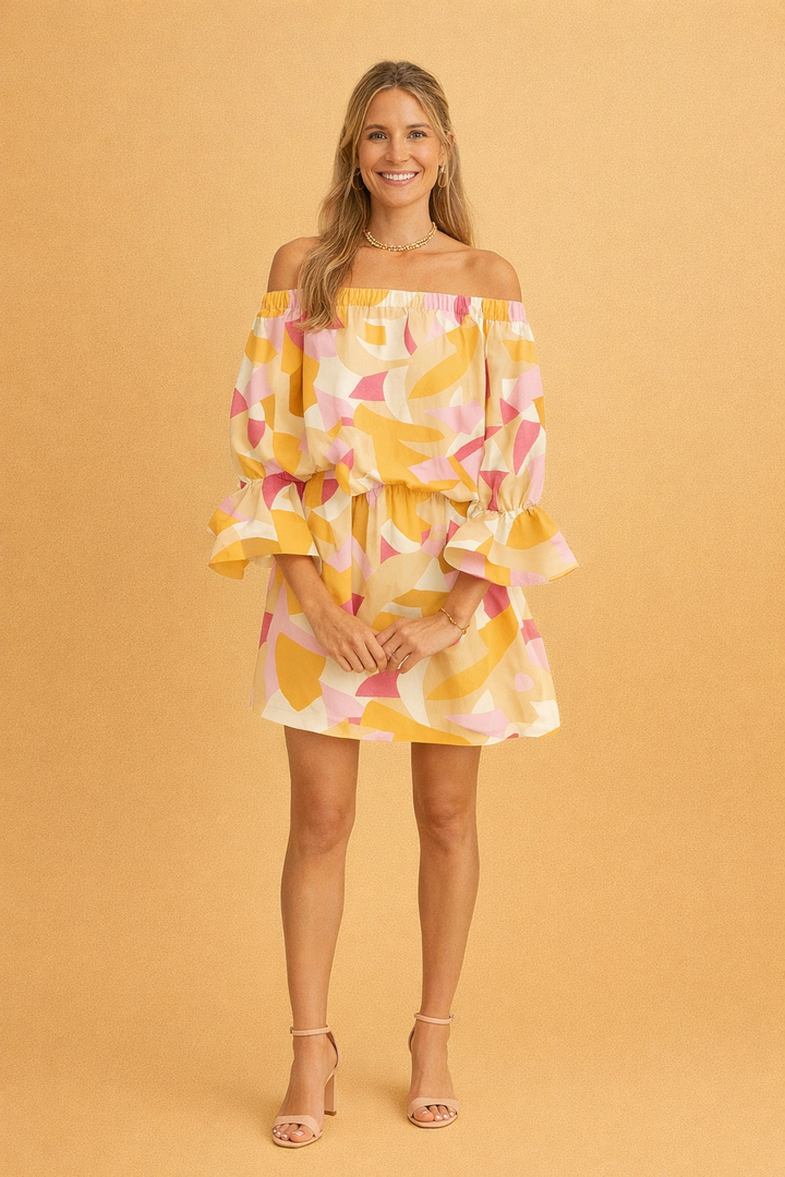 ELSIE | Sexet kjole med off-shoulder print