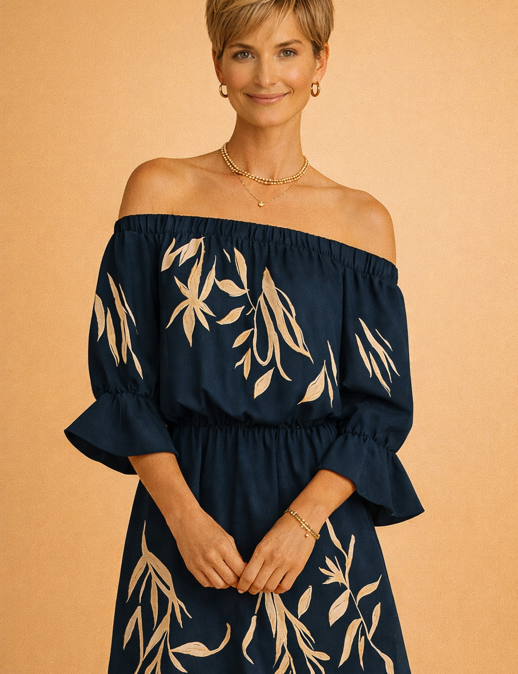ELSIE | Sexet kjole med off-shoulder print