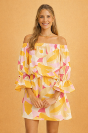 ELSIE | Sexet kjole med off-shoulder print