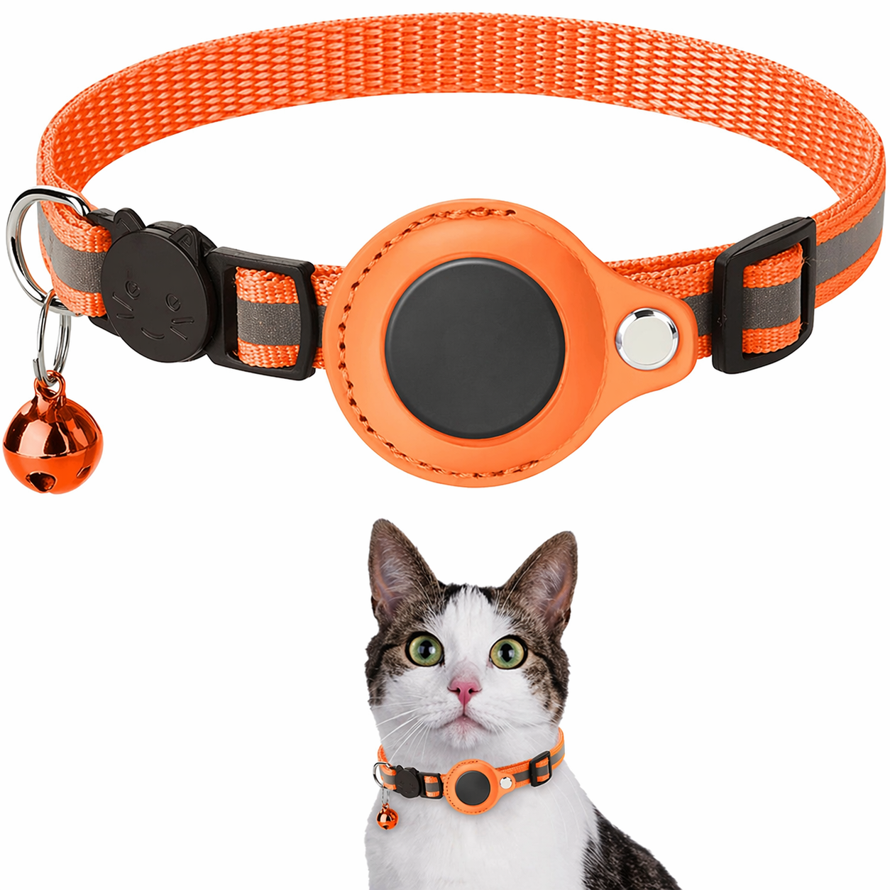 CAT GPS-trackerhalsbånd med hurtigudløser og reflekterende design for forbedret synlighed om natten
