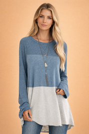 Daria | Dame casual tunika top til leggings rund hals langærmet polyester