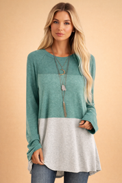 Daria | Dame casual tunika top til leggings rund hals langærmet polyester