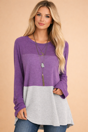Daria | Dame casual tunika top til leggings rund hals langærmet polyester