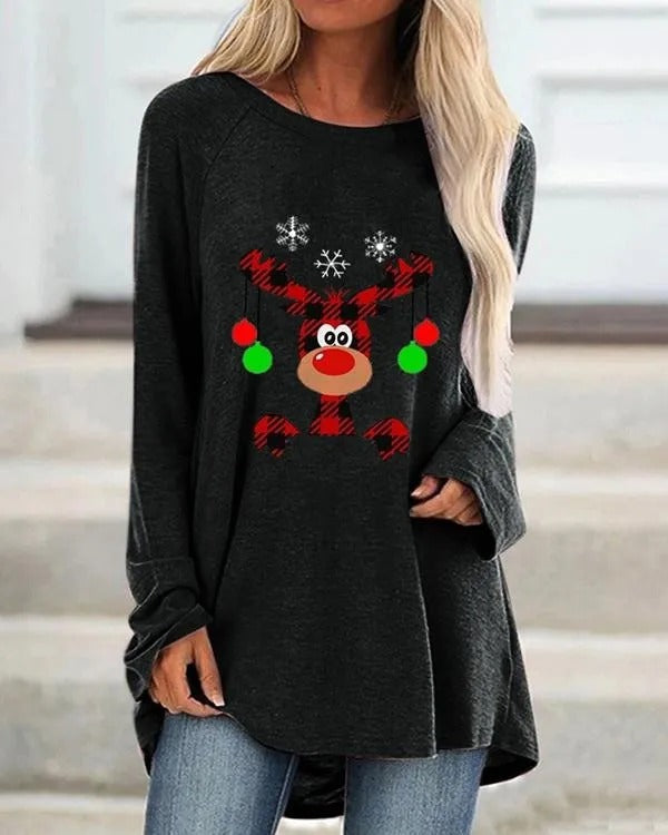 Festief lang warm gebreid sweatshirt voor dames
