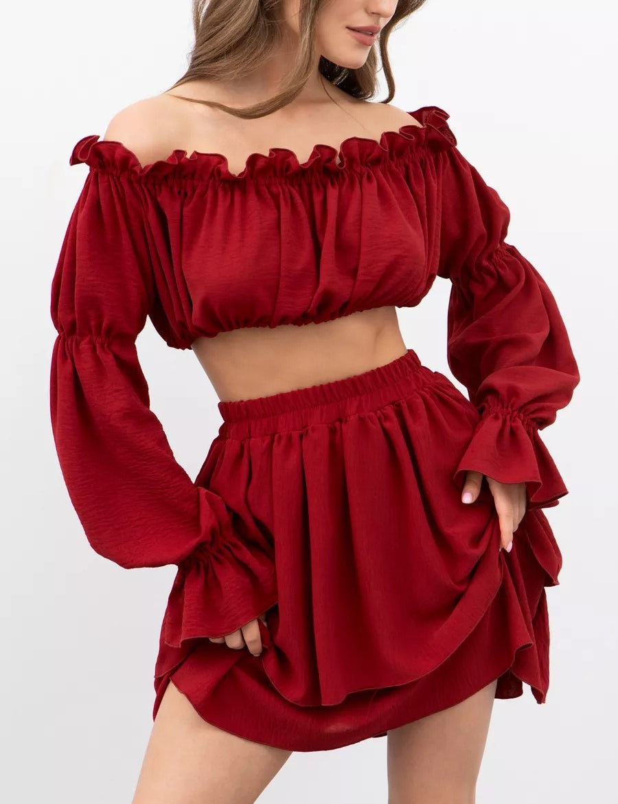 Irena | Elegant todelt off-shoulder sæt