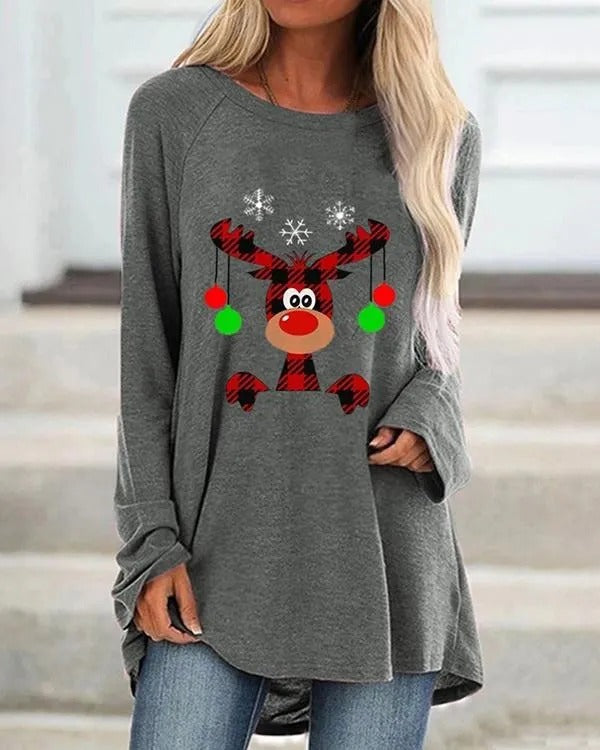 Festief lang warm gebreid sweatshirt voor dames