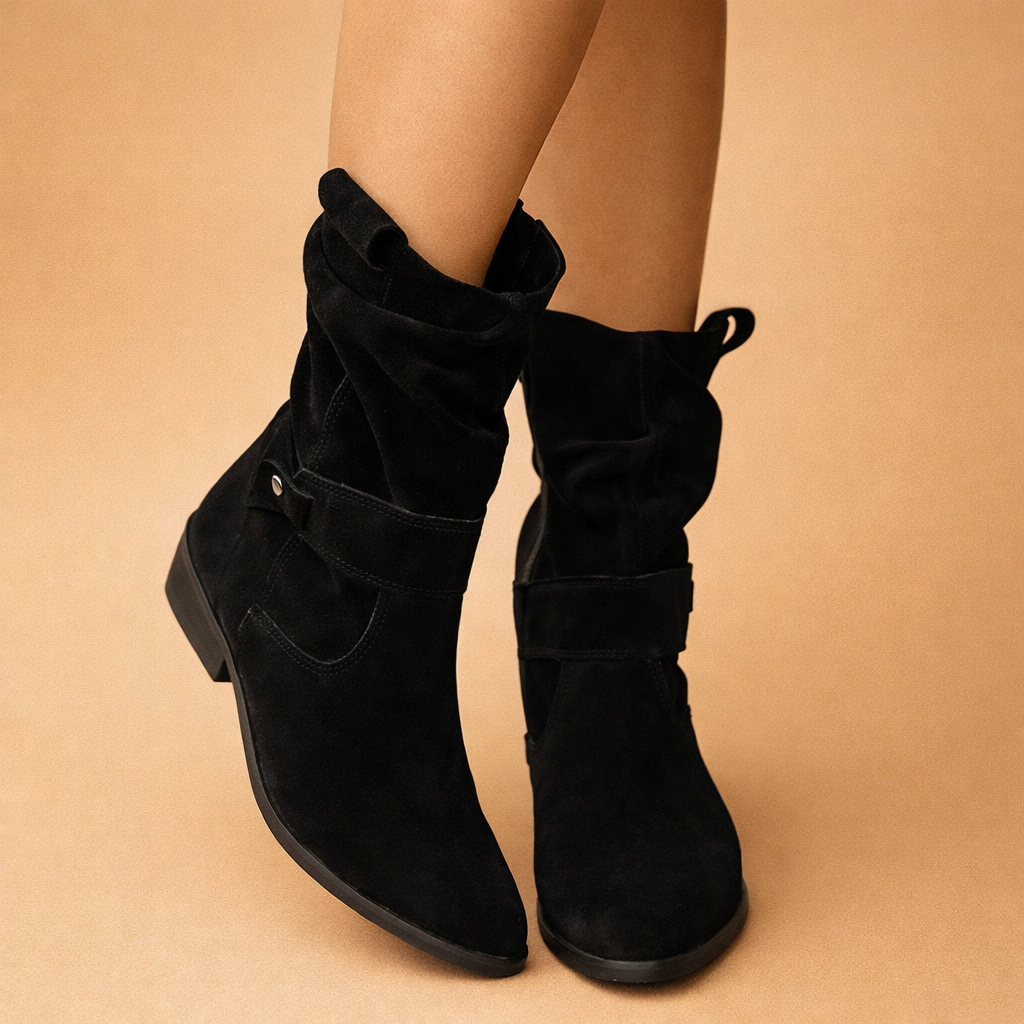 Mette | Dame Elegante Slouch Heel Støvler