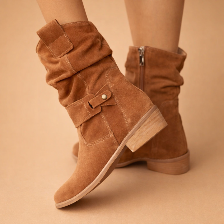 Mette | Dame Elegante Slouch Heel Støvler