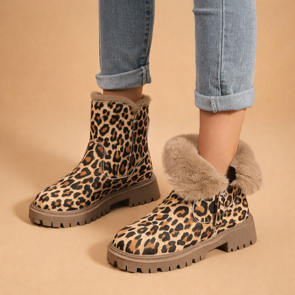 Amalie | Dame Trendy Leopardmønstrede Støvler
