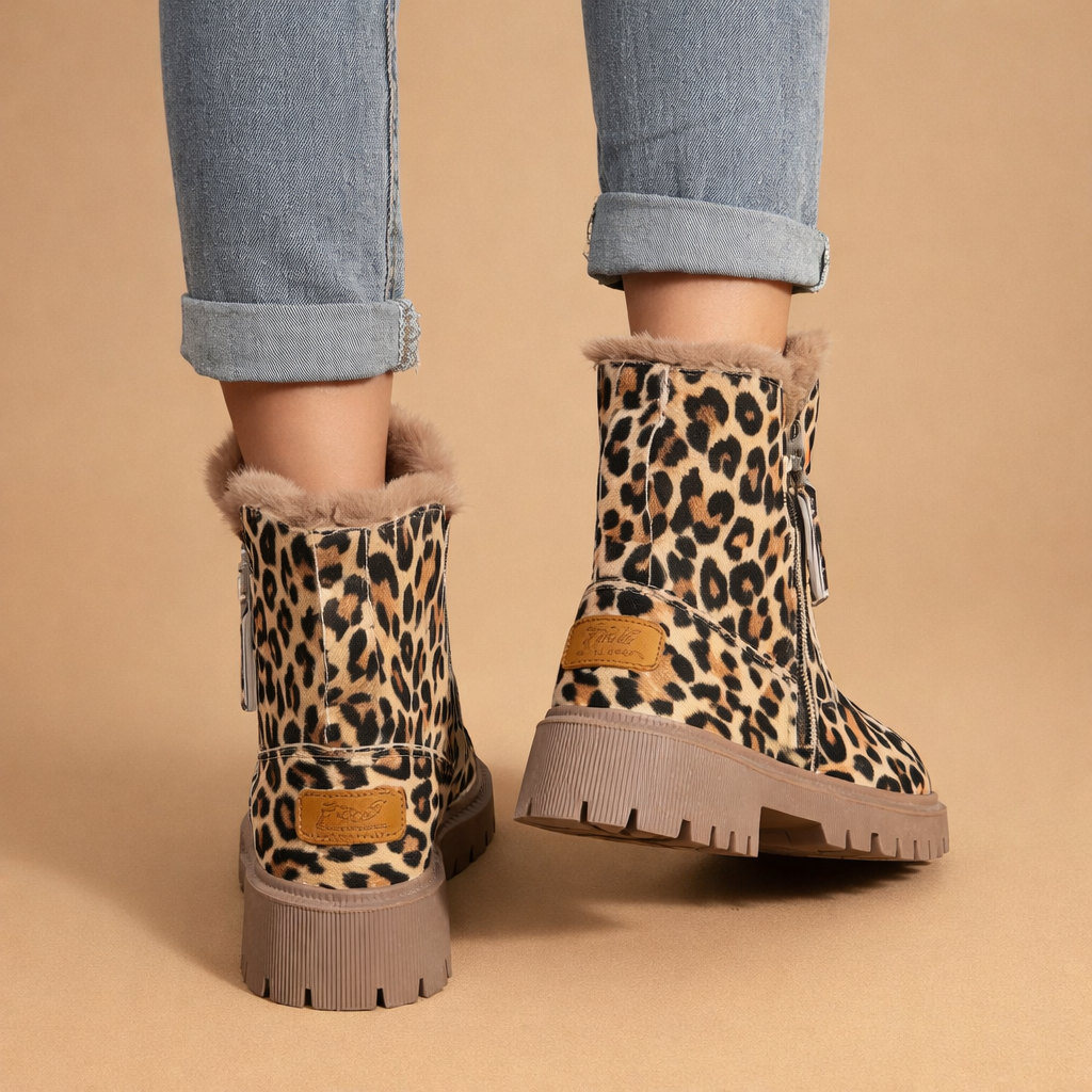 Amalie | Dame Trendy Leopardmønstrede Støvler