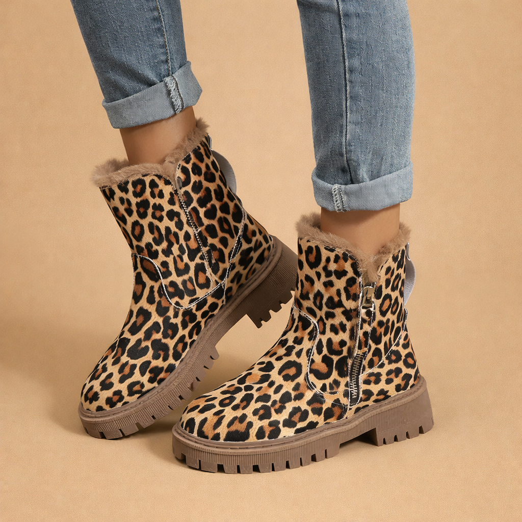 Amalie | Dame Trendy Leopardmønstrede Støvler