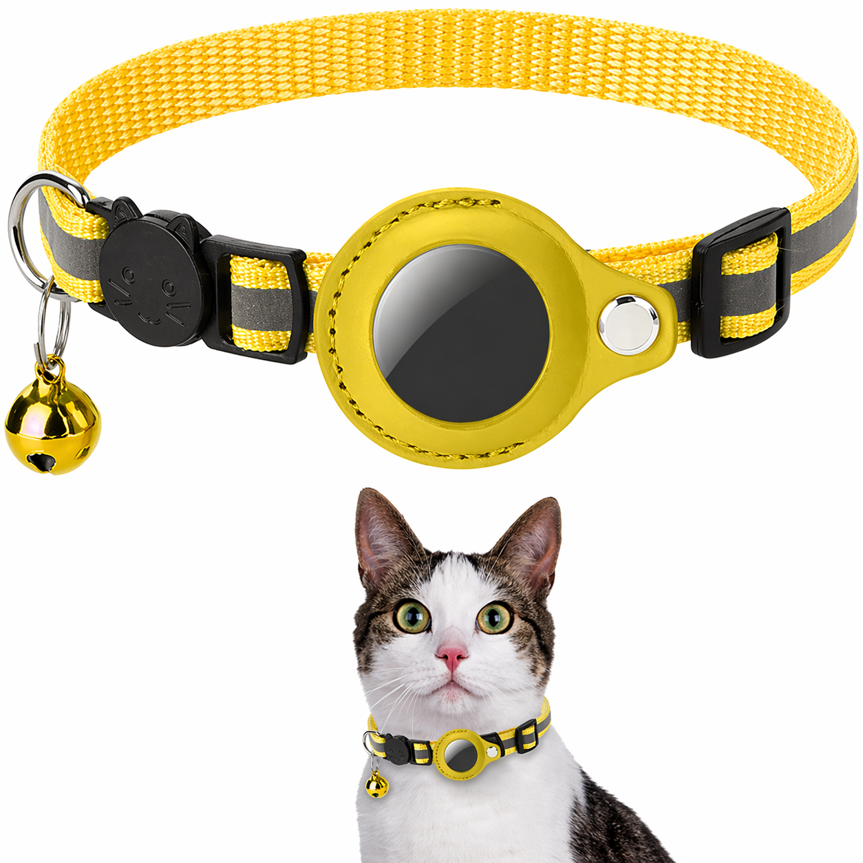 CAT GPS-trackerhalsbånd med hurtigudløser og reflekterende design for forbedret synlighed om natten